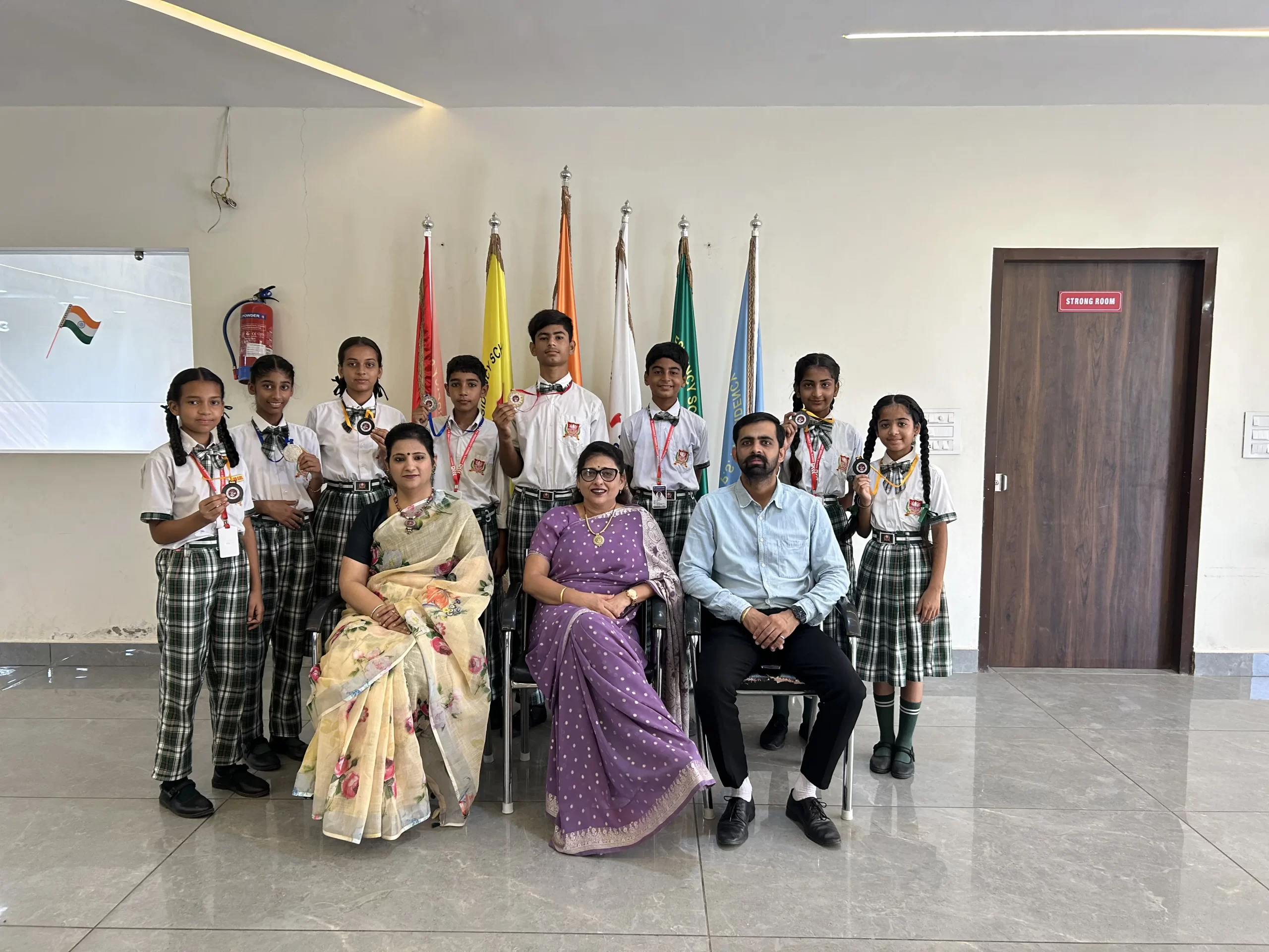 group of teachers and students